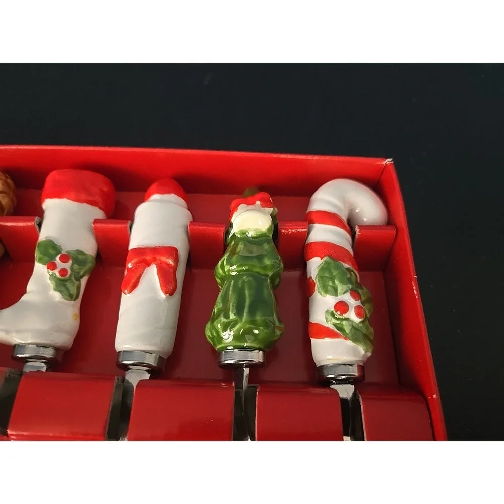 Vintage Home For The Holidays‎ Christmas Cocktail Forks - Set of 6 Canape Set.